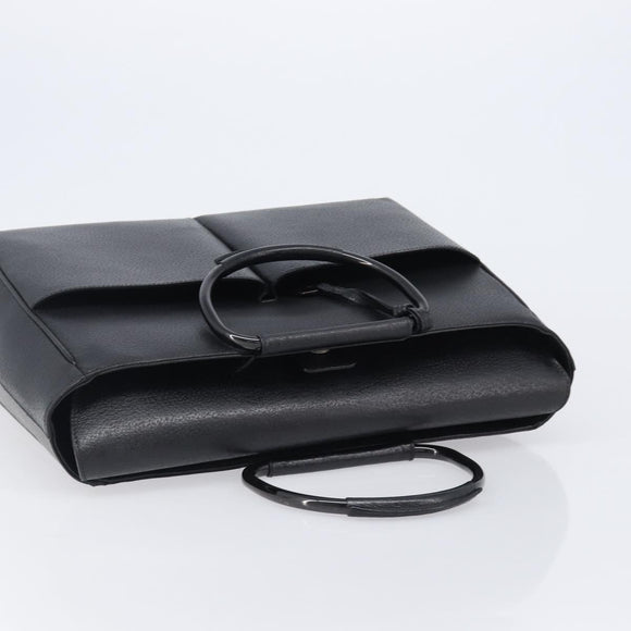 GUCCI Hand Bag Leather Black Silver 002 3754 1313 Auth 201365