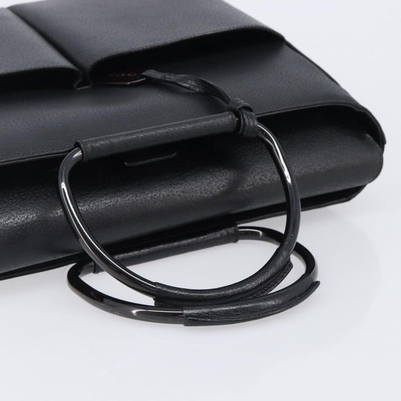 GUCCI Hand Bag Leather Black Silver 002 3754 1313 Auth 201365