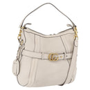 GUCCI GG Marmont Shoulder Bag Leather 2way White Gold 247185 Auth 201371A-1