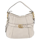 GUCCI GG Marmont Shoulder Bag Leather 2way White Gold 247185 Auth 201371A-13