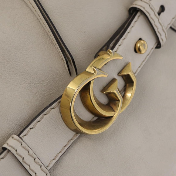 GUCCI GG Marmont Shoulder Bag Leather 2way White Gold 247185 Auth 201371A