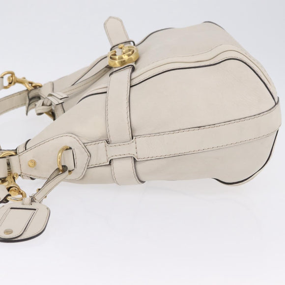 GUCCI GG Marmont Shoulder Bag Leather 2way White Gold 247185 Auth 201371A