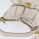 GUCCI GG Marmont Shoulder Bag Leather 2way White Gold 247185 Auth 201371A-14