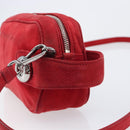 PRADA Shoulder Bag Suede Red Silver Auth 201372-8
