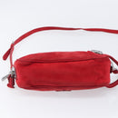 PRADA Shoulder Bag Suede Red Silver Auth 201372-5