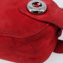 PRADA Shoulder Bag Suede Red Silver Auth 201372-20