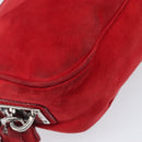 PRADA Shoulder Bag Suede Red Silver Auth 201372-21