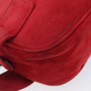 PRADA Shoulder Bag Suede Red Silver Auth 201372-23