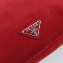 PRADA Shoulder Bag Suede Red Silver Auth 201372-24