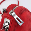 PRADA Shoulder Bag Suede Red Silver Auth 201372-26