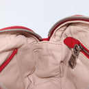 PRADA Shoulder Bag Suede Red Silver Auth 201372-30