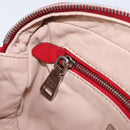PRADA Shoulder Bag Suede Red Silver Auth 201372-31