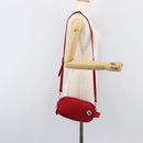 PRADA Shoulder Bag Suede Red Silver Auth 201372-34