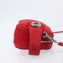PRADA Shoulder Bag Suede Red Silver Auth 201372-3