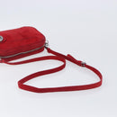 PRADA Shoulder Bag Suede Red Silver Auth 201372-6