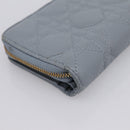 Christian Dior Caro Bifold Wallet Leather Blue Gold Auth 201373A-16