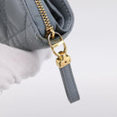 Christian Dior Caro Bifold Wallet Leather Blue Gold Auth 201373A-8