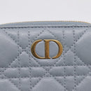 Christian Dior Caro Bifold Wallet Leather Blue Gold Auth 201373A-17
