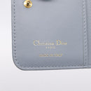 Christian Dior Caro Bifold Wallet Leather Blue Gold Auth 201373A-18