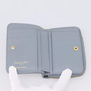 Christian Dior Caro Bifold Wallet Leather Blue Gold Auth 201373A-9