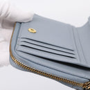 Christian Dior Caro Bifold Wallet Leather Blue Gold Auth 201373A-21