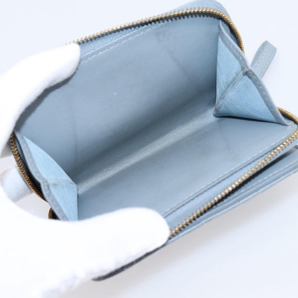 Christian Dior Caro Bifold Wallet Leather Blue Gold Auth 201373A