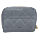Christian Dior Caro Bifold Wallet Leather Blue Gold Auth 201373A-2