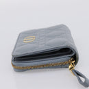 Christian Dior Caro Bifold Wallet Leather Blue Gold Auth 201373A-3