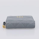 Christian Dior Caro Bifold Wallet Leather Blue Gold Auth 201373A-6