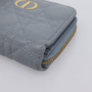 Christian Dior Caro Bifold Wallet Leather Blue Gold Auth 201373A-7