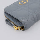 Christian Dior Caro Bifold Wallet Leather Blue Gold Auth 201373A-14