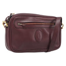 CARTIER Must Line Shoulder Bag Leather Bordeaux Gold Auth 201374-1