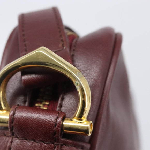 CARTIER Must Line Shoulder Bag Leather Bordeaux Gold Auth 201374