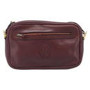 CARTIER Must Line Shoulder Bag Leather Bordeaux Gold Auth 201374-2