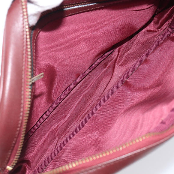 CARTIER Must Line Shoulder Bag Leather Bordeaux Gold Auth 201374