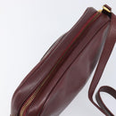 CARTIER Must Line Shoulder Bag Leather Bordeaux Gold Auth 201374-6
