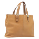 BURBERRY Hand Bag Leather Beige Gold Auth 201376-1