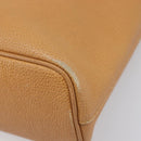 BURBERRY Hand Bag Leather Beige Gold Auth 201376-9