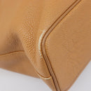 BURBERRY Hand Bag Leather Beige Gold Auth 201376-14