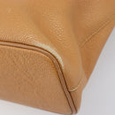 BURBERRY Hand Bag Leather Beige Gold Auth 201376-15