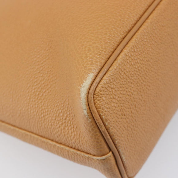 BURBERRY Hand Bag Leather Beige Gold Auth 201376