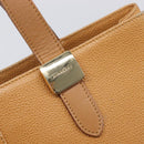 BURBERRY Hand Bag Leather Beige Gold Auth 201376-10