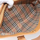 BURBERRY Hand Bag Leather Beige Gold Auth 201376-12