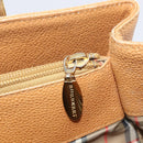 BURBERRY Hand Bag Leather Beige Gold Auth 201376-19