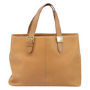 BURBERRY Hand Bag Leather Beige Gold Auth 201376-13
