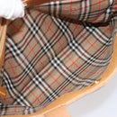 BURBERRY Hand Bag Leather Beige Gold Auth 201376-21
