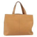 BURBERRY Hand Bag Leather Beige Gold Auth 201376-2