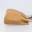 BURBERRY Hand Bag Leather Beige Gold Auth 201376-3