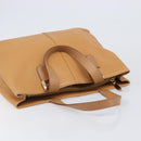 BURBERRY Hand Bag Leather Beige Gold Auth 201376-6