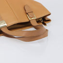 BURBERRY Hand Bag Leather Beige Gold Auth 201376-7